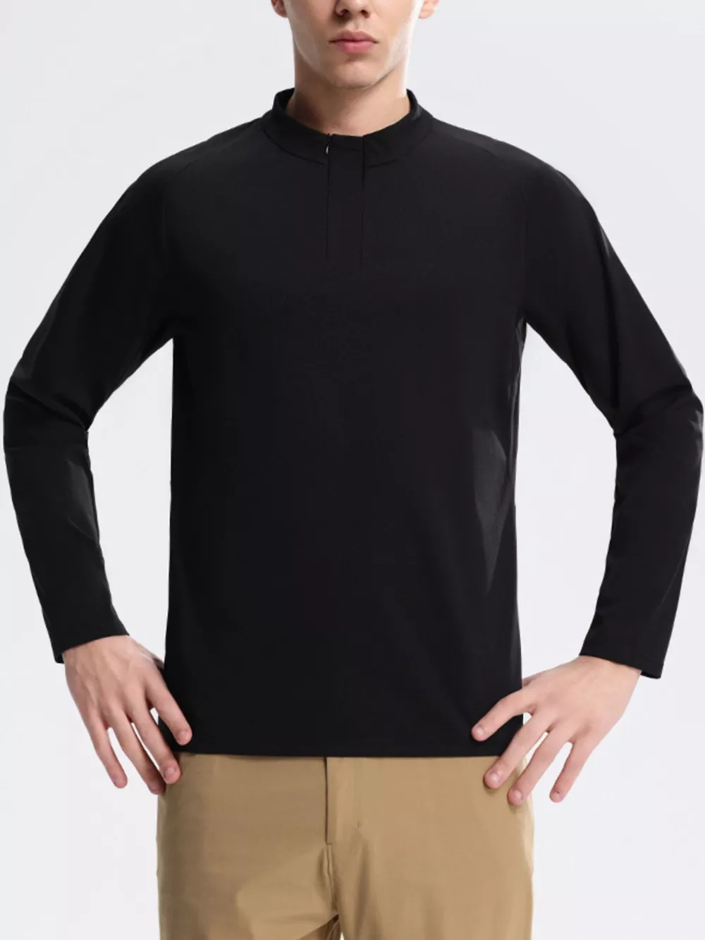 Men's Plus Size Solid Color Long Sleeve Active Top, image 3