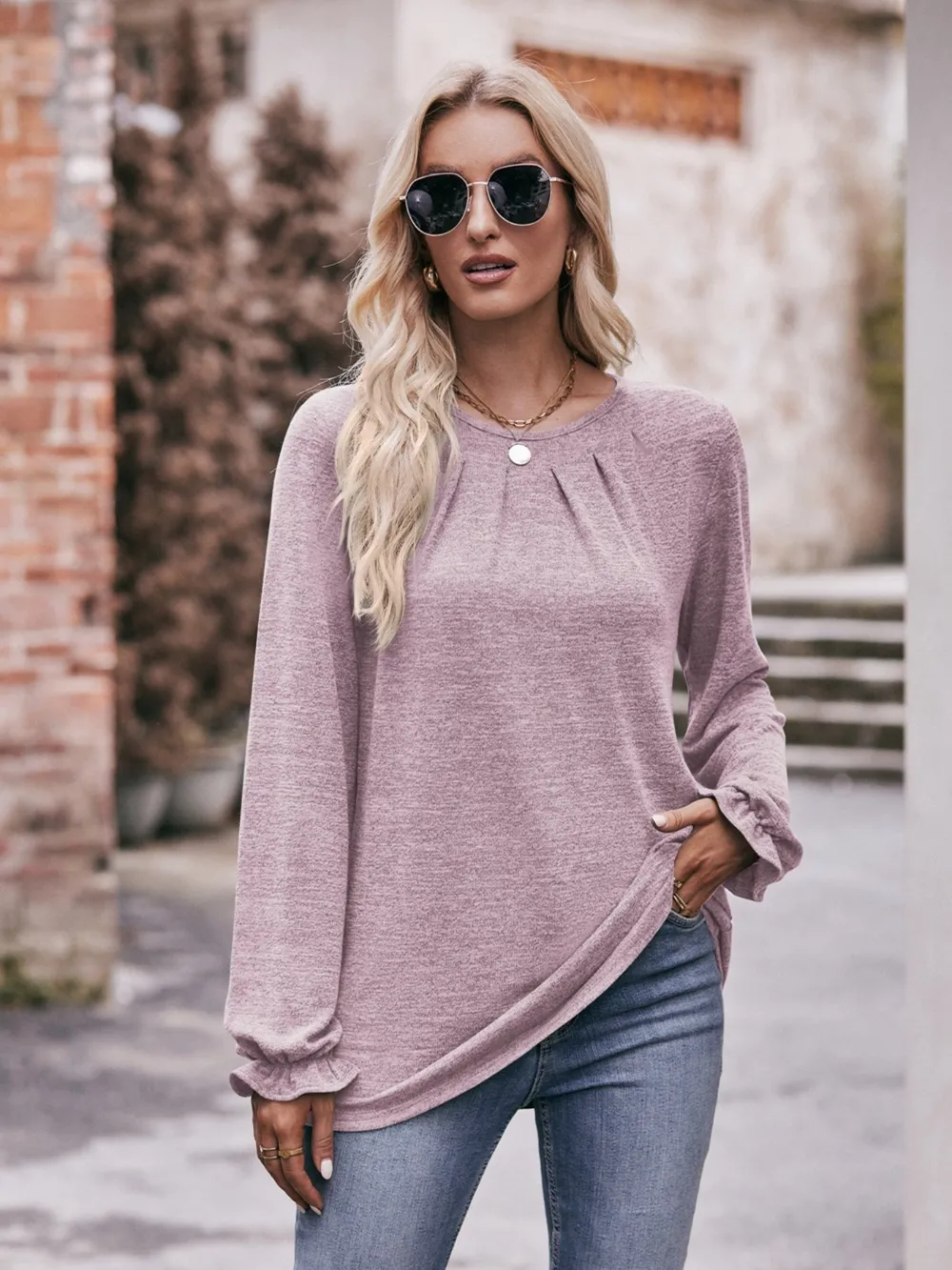 Round Neck Long Sleeve Casual T-Shirt, image 24