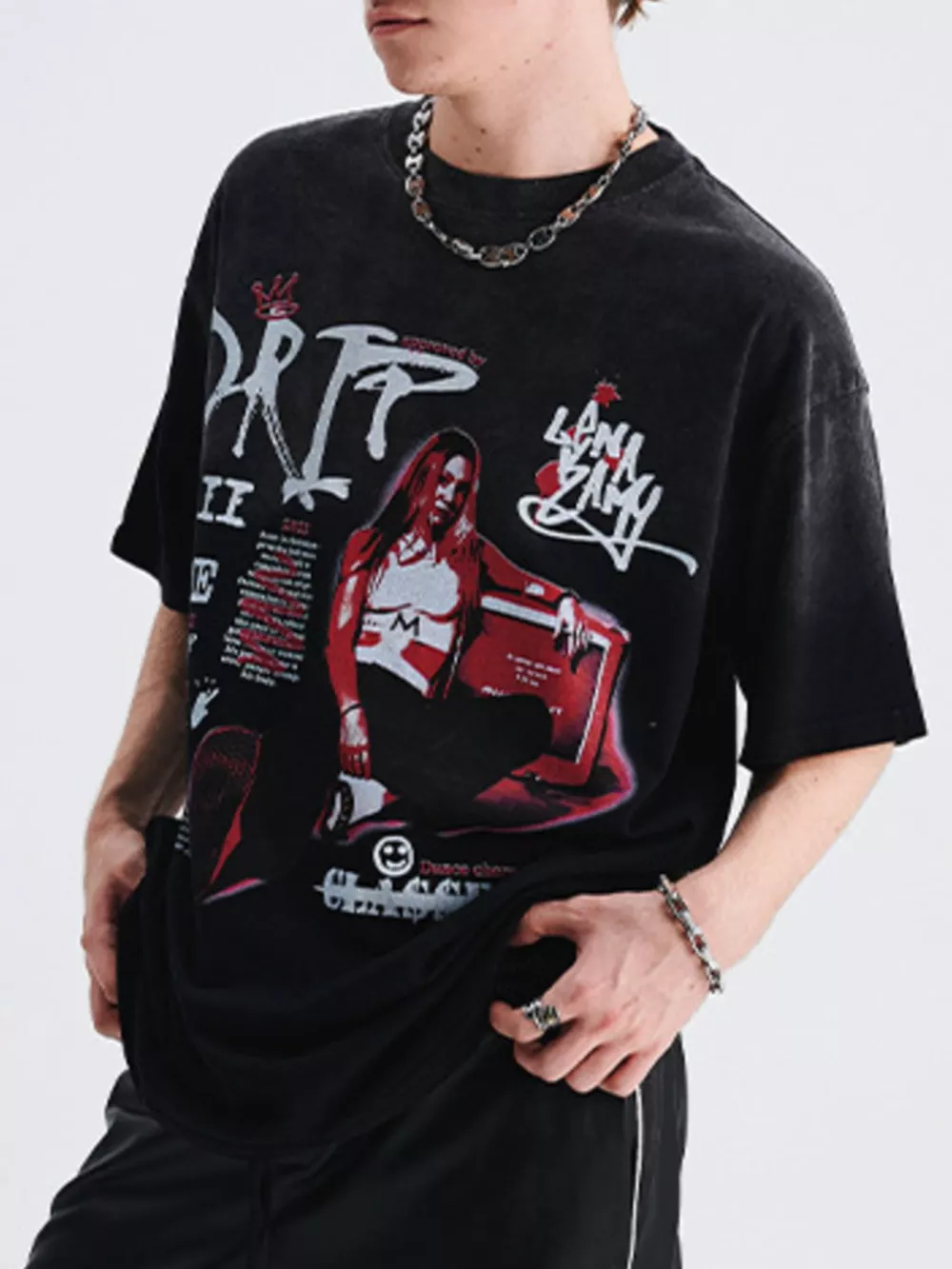 Men's Graphic Short Sleeve Vintage Wash T-Shirt, image 2