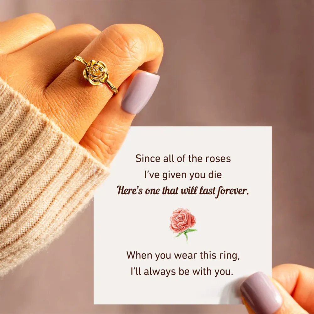 Rose Shape 18K Gold-Plated Ring, image 6