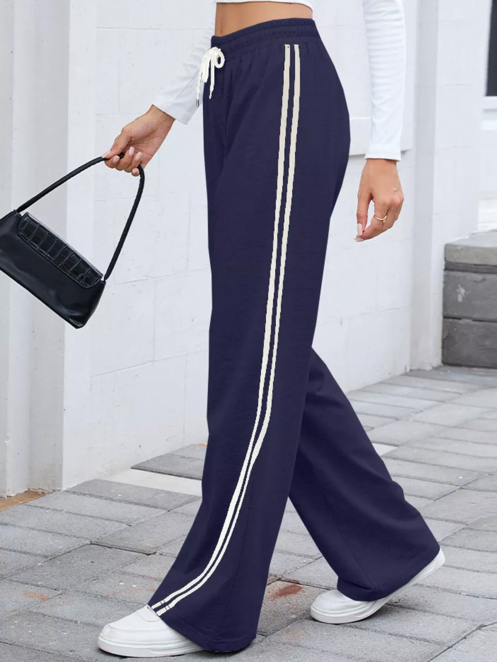Side Striped Wide Leg Pants, image 3