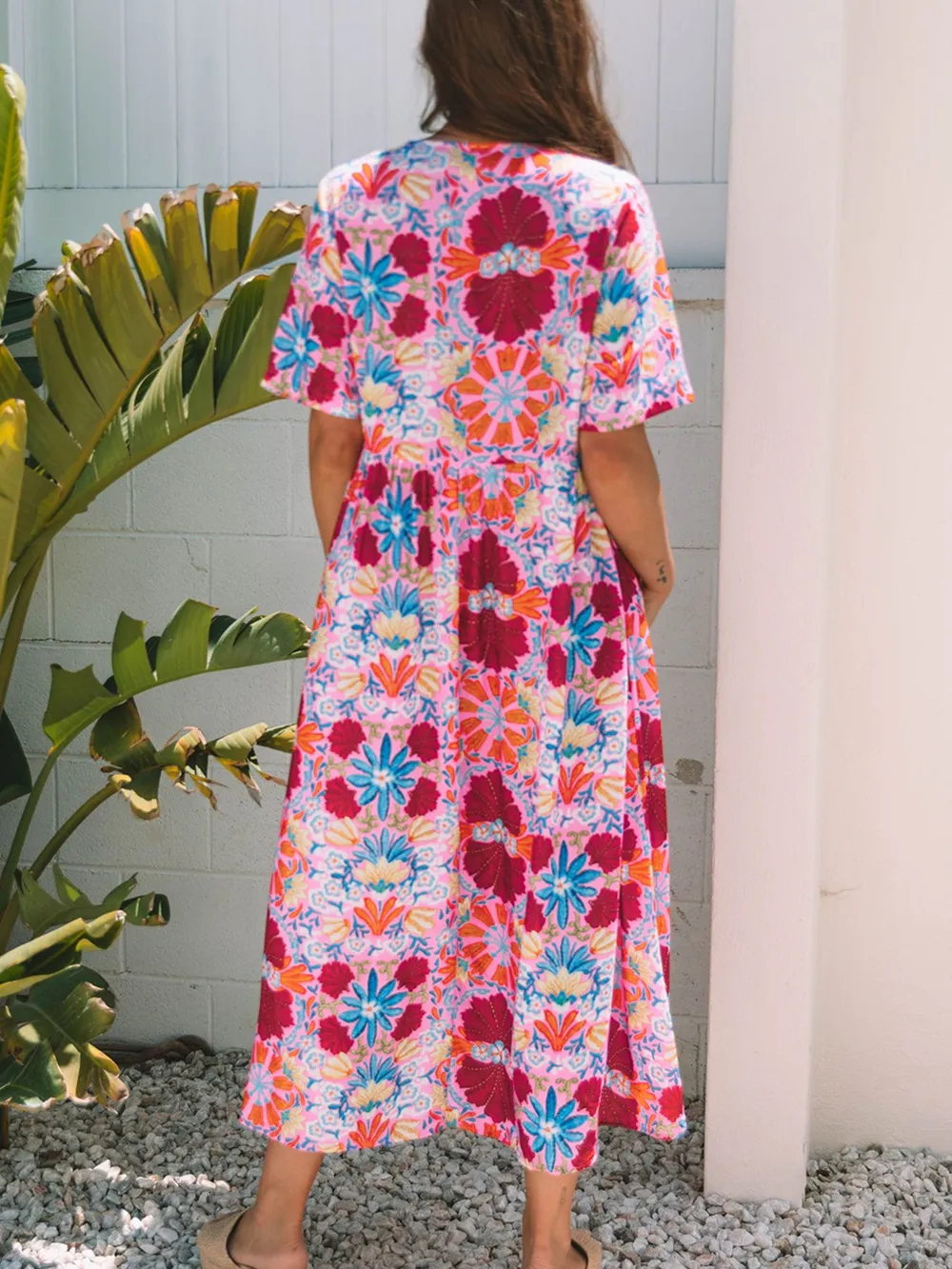 Floral Print Tie Front Midi Dress, image 2