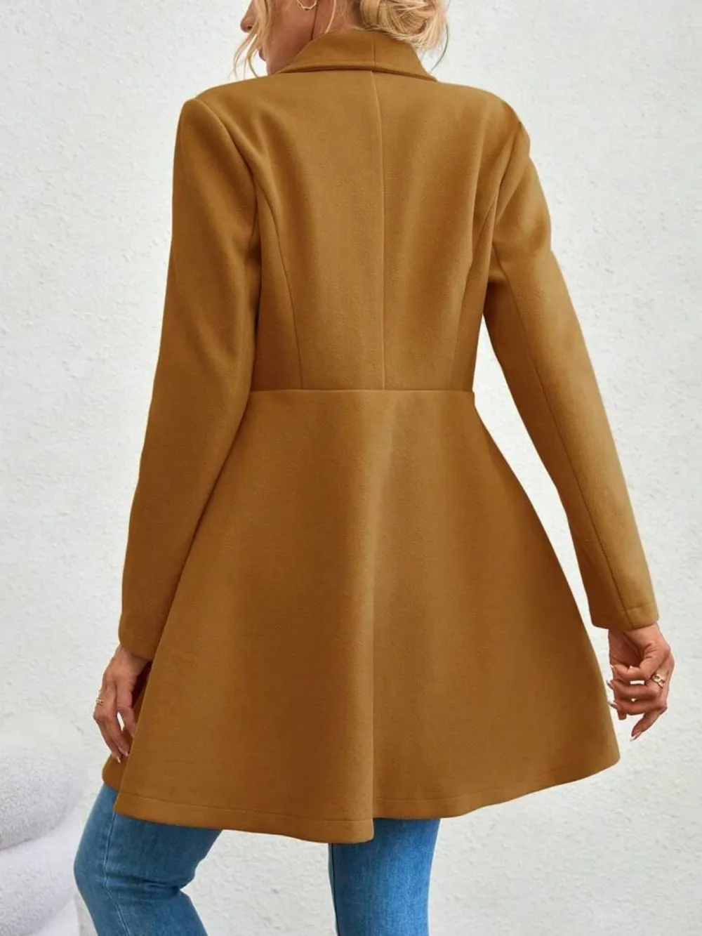 Collared Neck Button Up Long Sleeve Coat, image 18