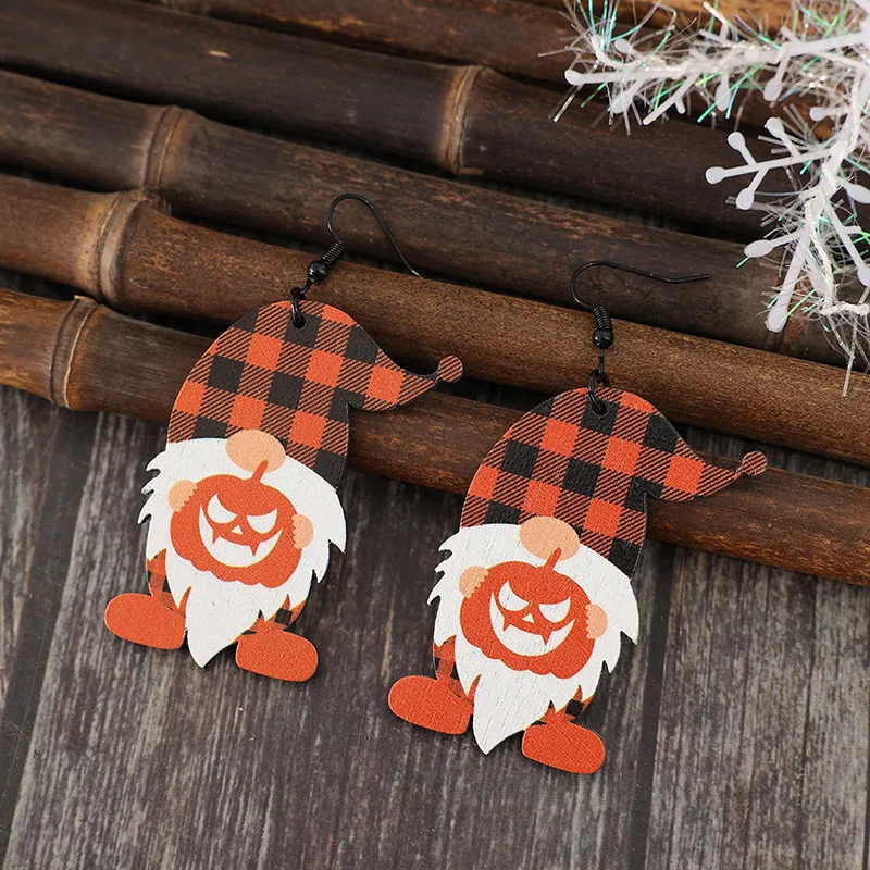 Wooden Dwarfs Pumpkin Dangle Earrings, image 3