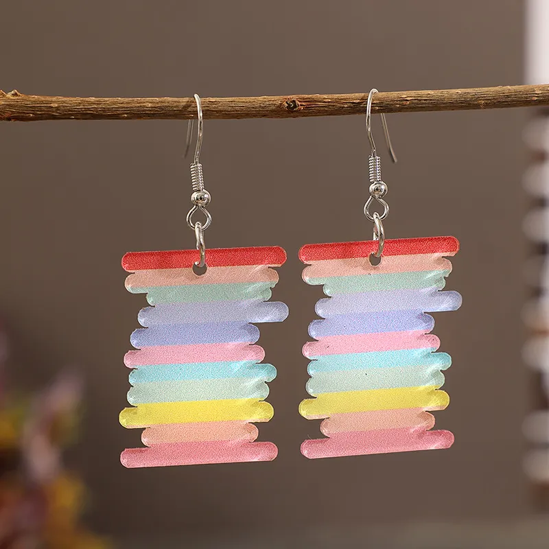 Acrylic Rainbow Dangle Earrings, image 3