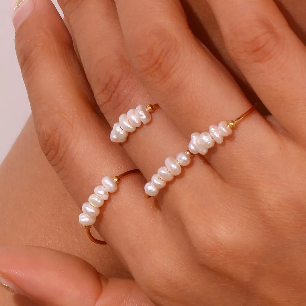 18K Gold-Plated Baroque Pearl Ring, image 12