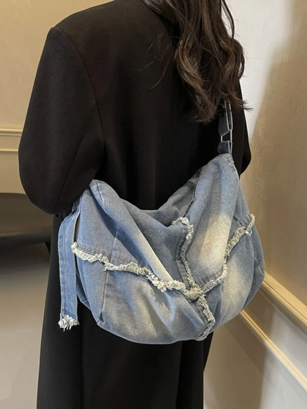 Raw Hem Gradient Crossbody Bag, image 9