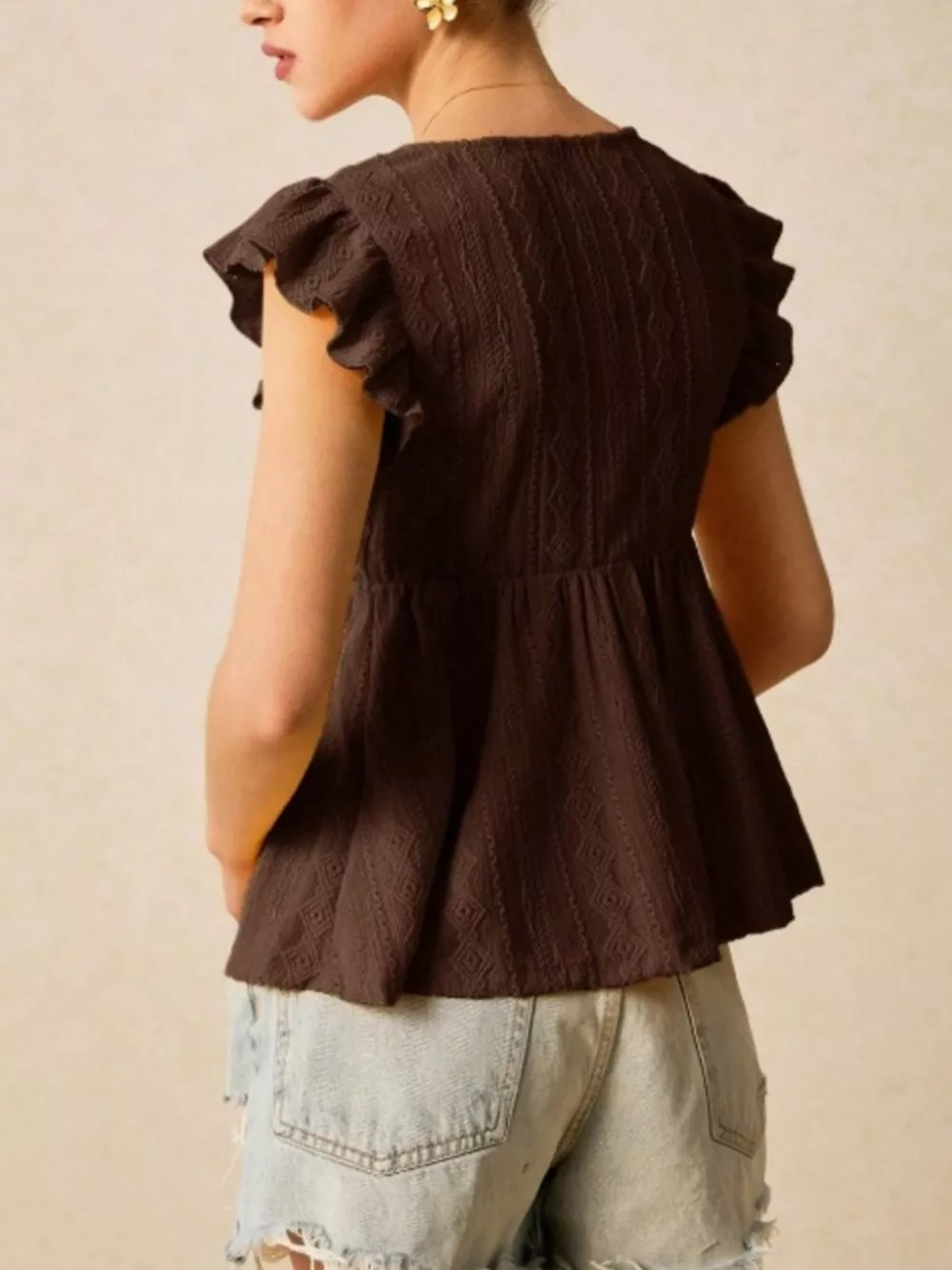 Ruffle Sleeve V-Neck Blouse, image 15