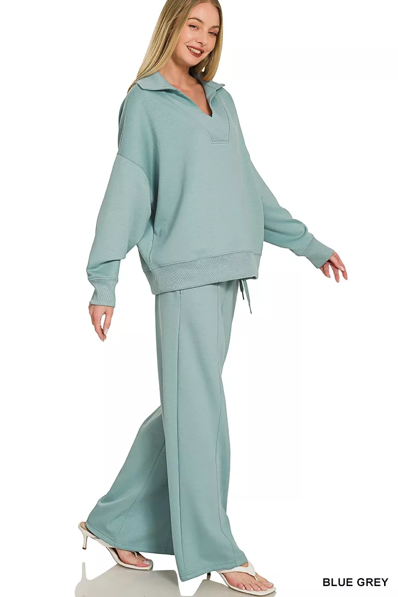Scuba Collared Pullover & Center Seam Pants Set, image 2