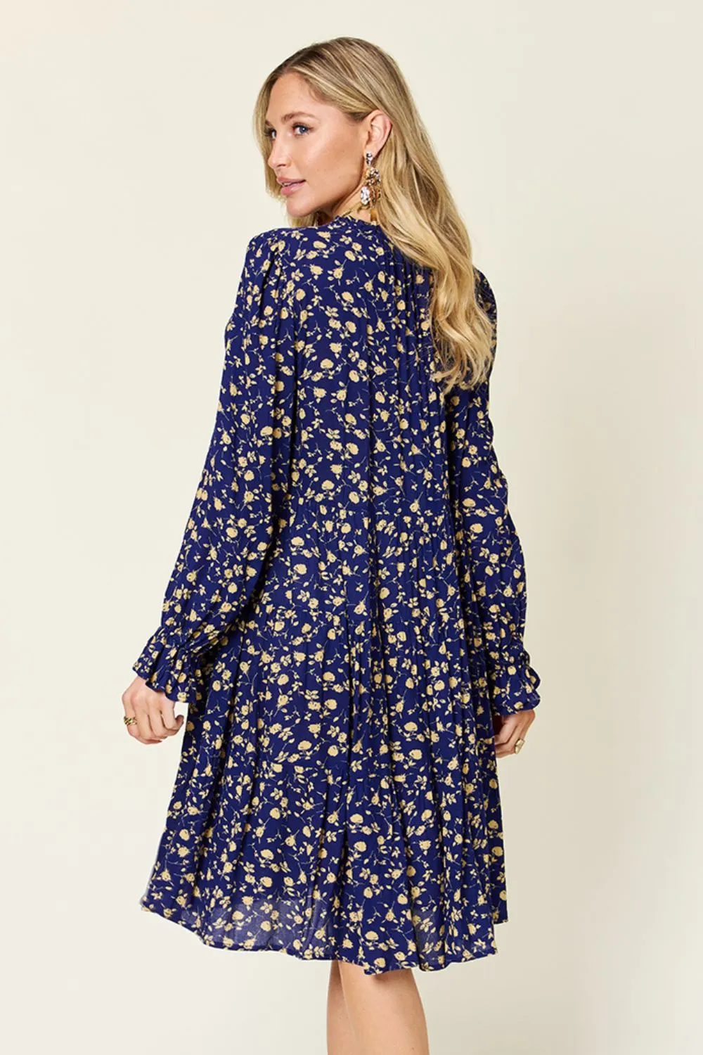 Full Size Printed Ruffle Hem Long Sleeve Tiered Dress, image 4