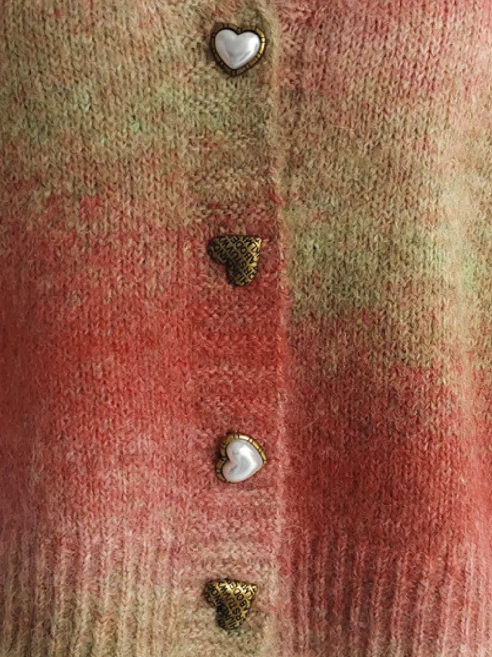 Gradient Heart Shape Button V-Neck Cardigan, image 7