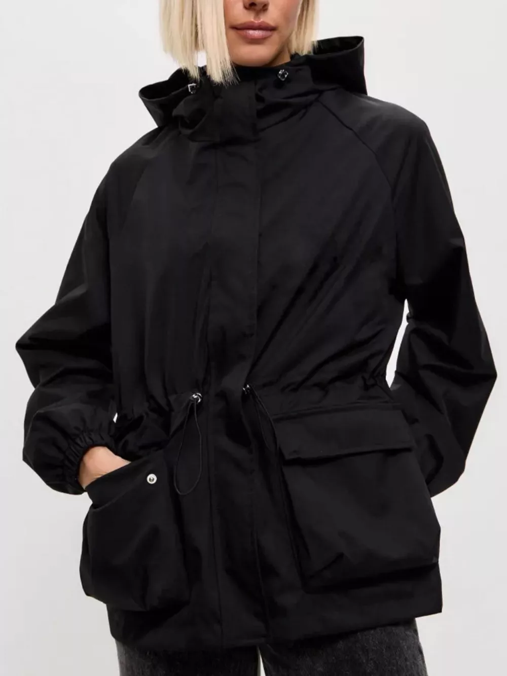 Drawstring Waist Hooded Windbreaker Outerwear, image 14