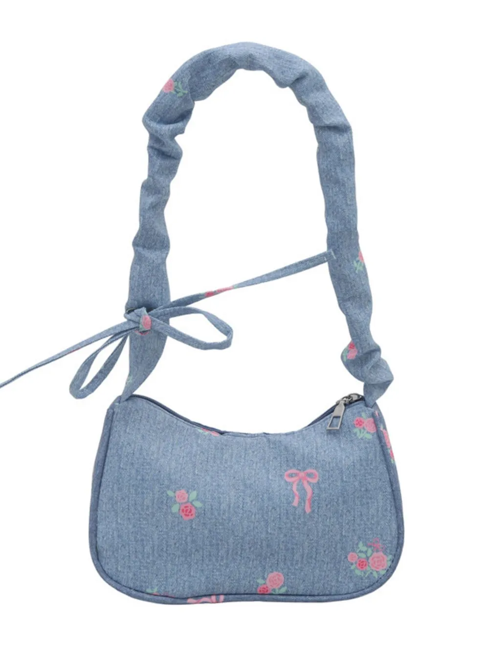 Embroidered Ruched Strap Shoulder Bag, image 6