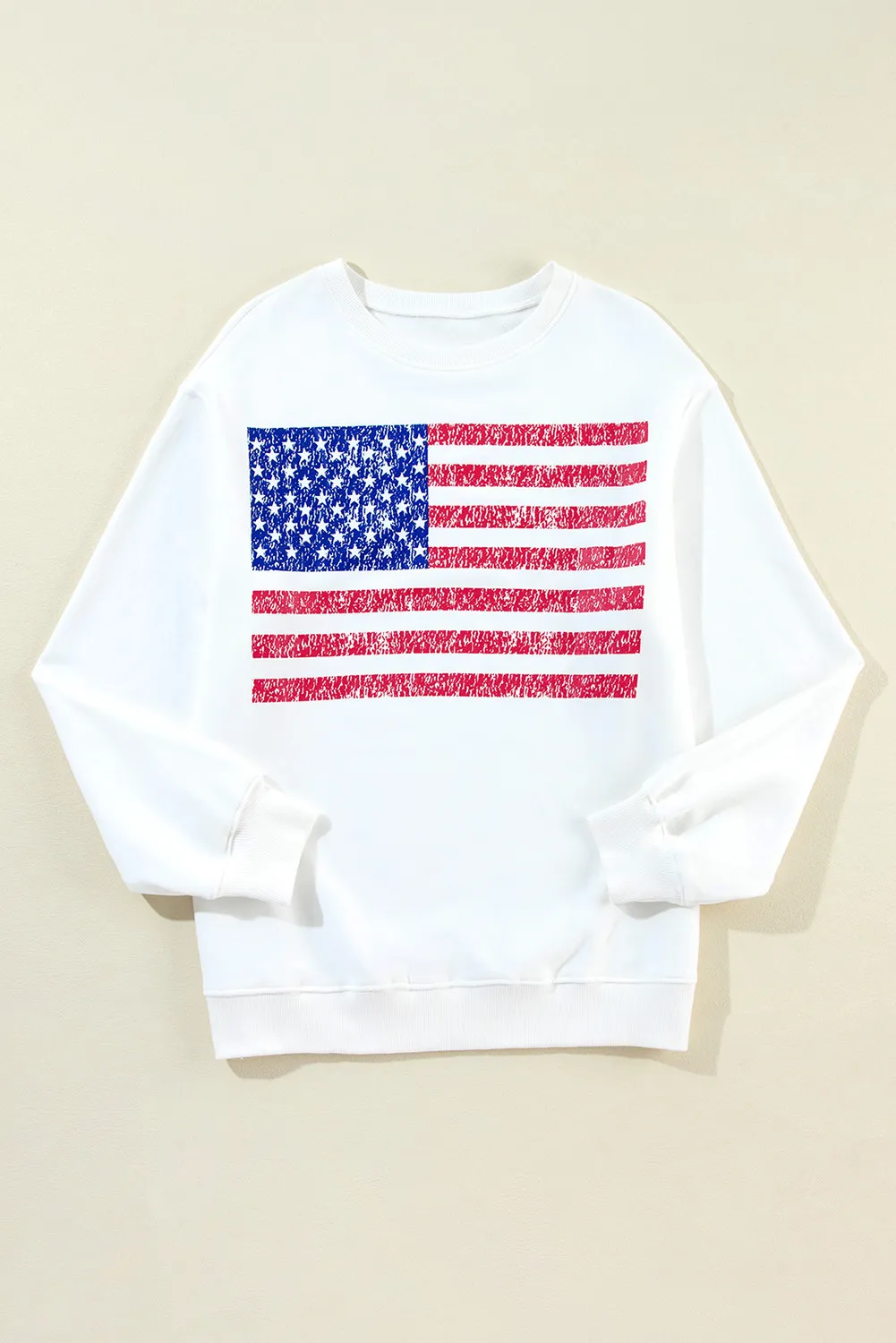 US Flag Round Neck Long Sleeve Sweatshirt, image 2