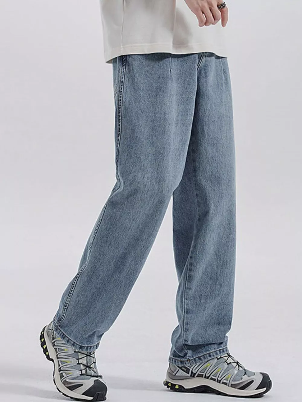 Men's Washed Wide Leg Jeans, image 2