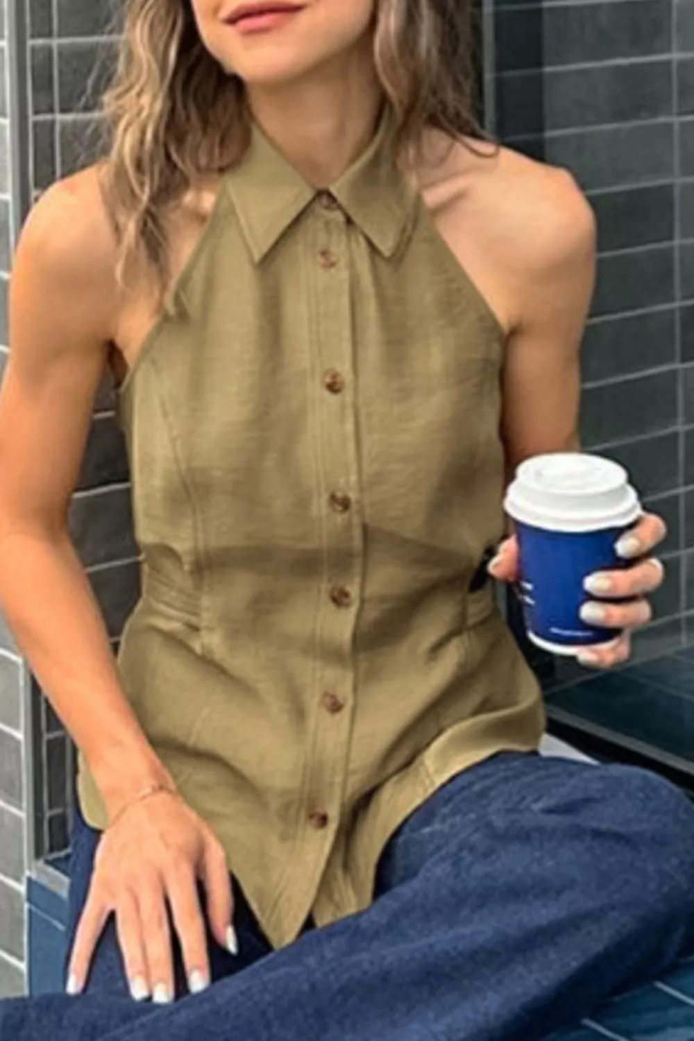 Button-Down Sleeveless Top, image 4
