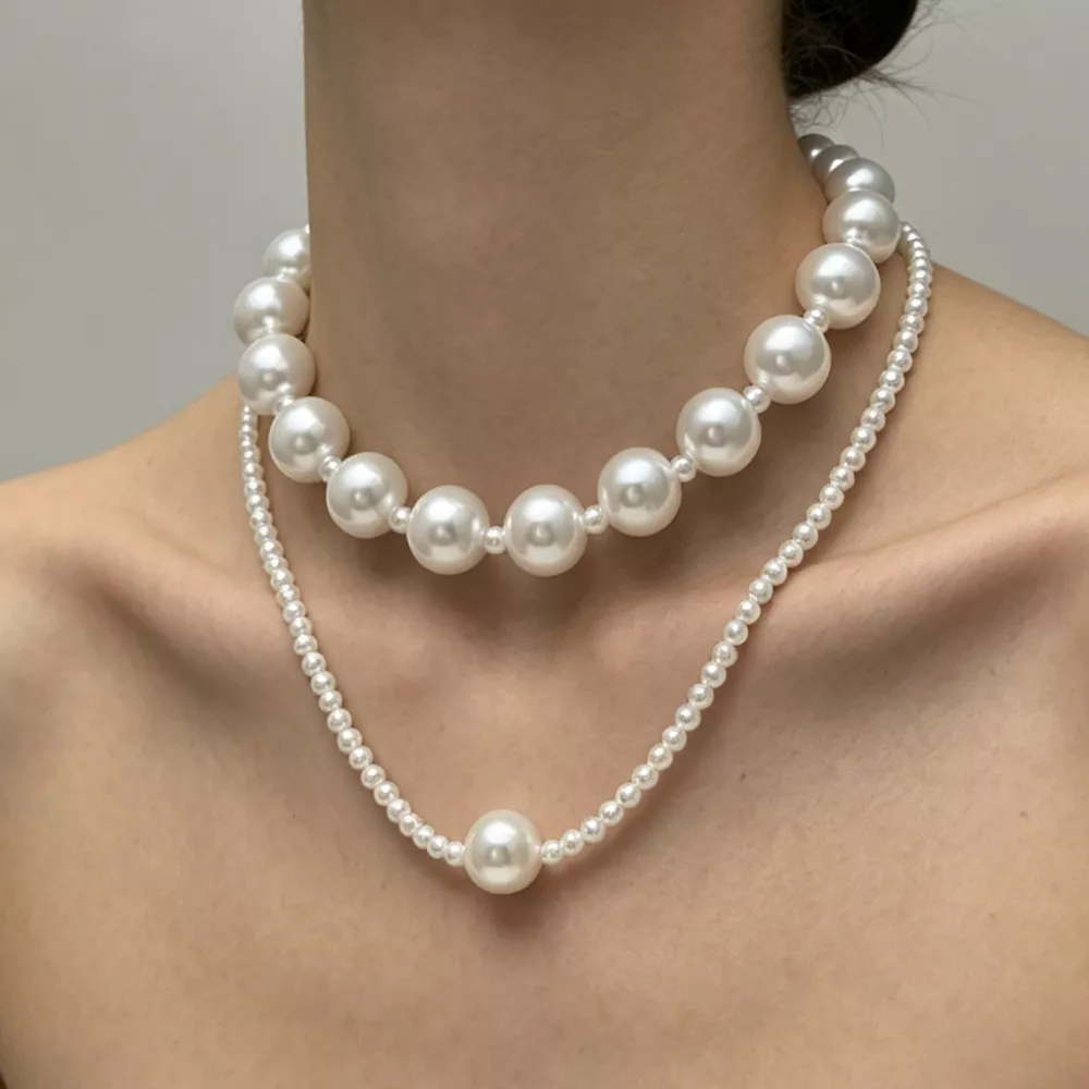 Elegant Double Layer Pearl Necklace, image 3