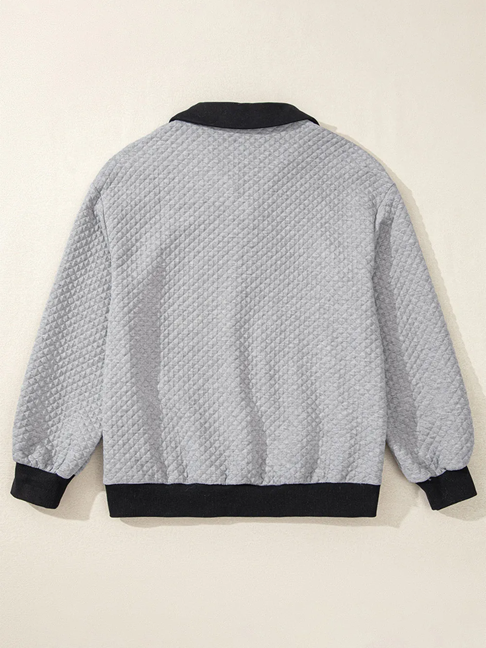 Texture Quarter Button Long Sleeve Sweatshirt, image 6