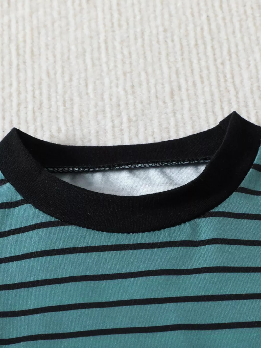 Children's Striped Color Block Casual Top and Shorts Set, image 2