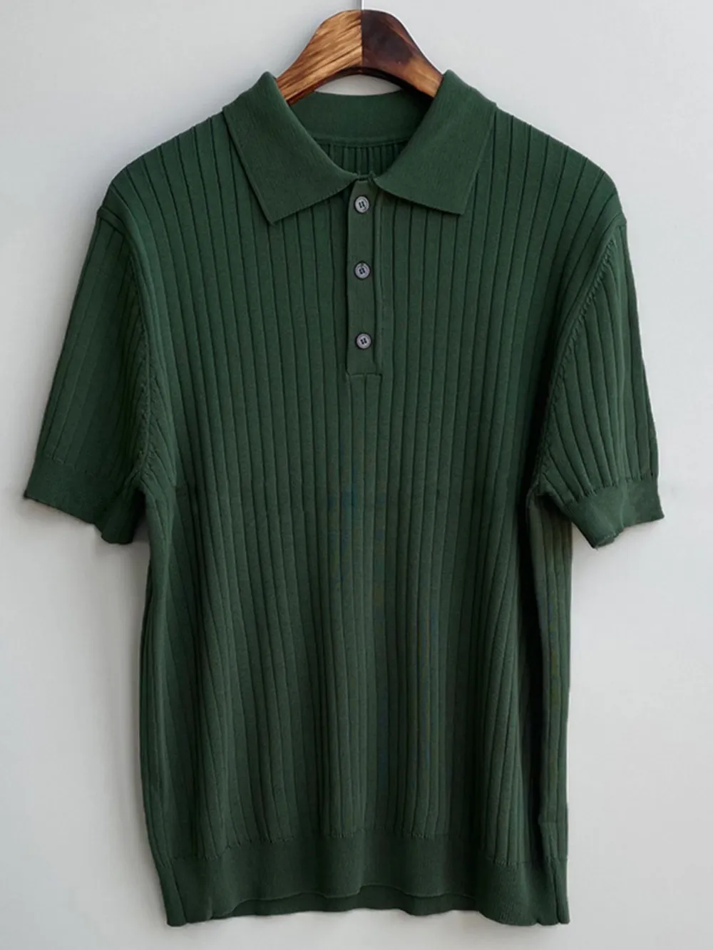 Men's Full Size Ribbed Knit Short Sleeve Polo Plus Size, image 6