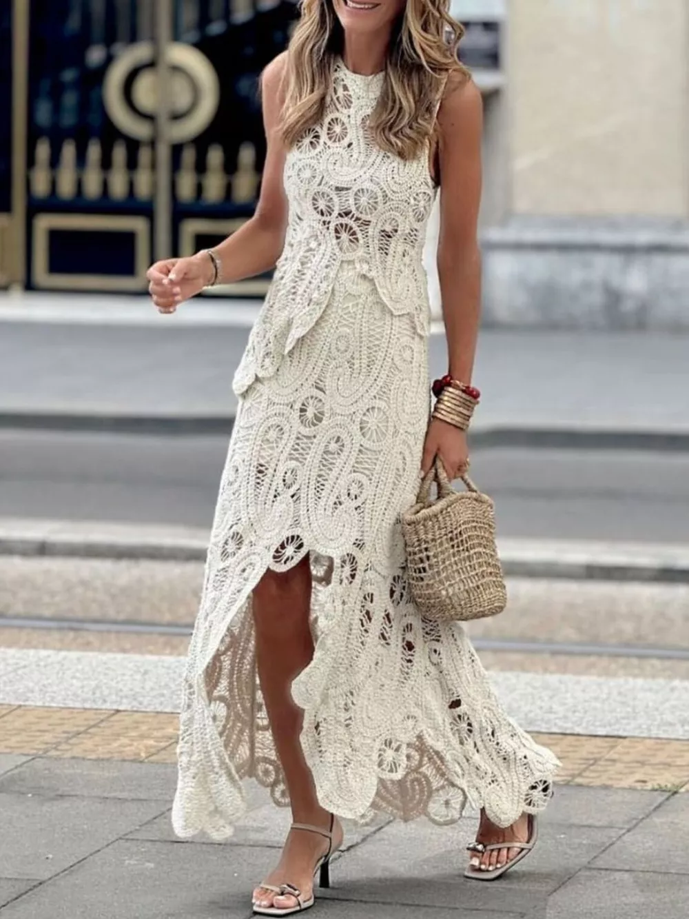 Crochet Sleeveless Tank and Skirt Set, image 3