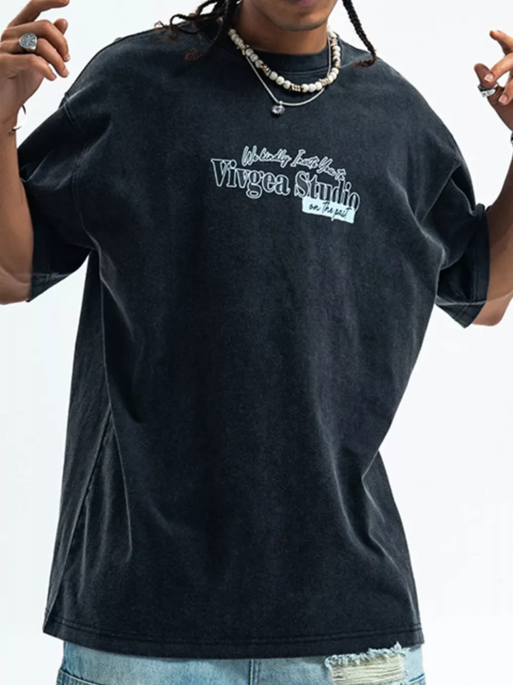 Men's Letter Round Neck Short Sleeve T-Shirt, image 4