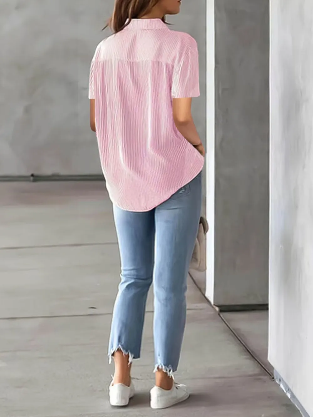 Full Size Striped Button-Up Casual Shirt with Pocket Plus Size, image 17