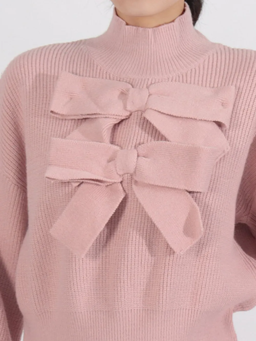 Bow Front Turtleneck Long Sleeve Sweater, image 8