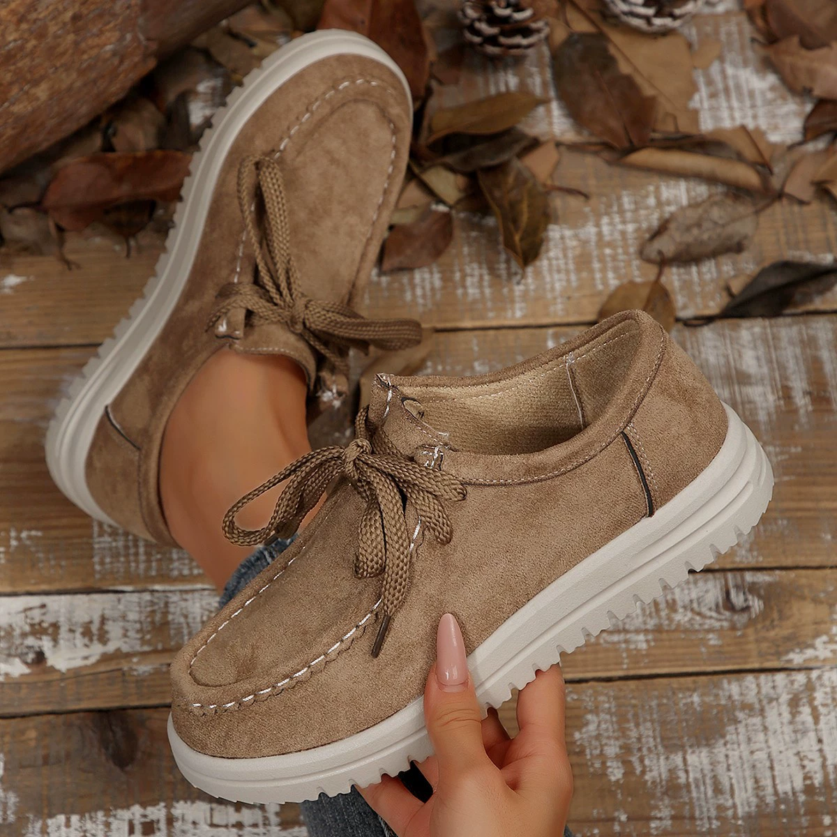 Lace-Up Round Toe Loafers, image 4