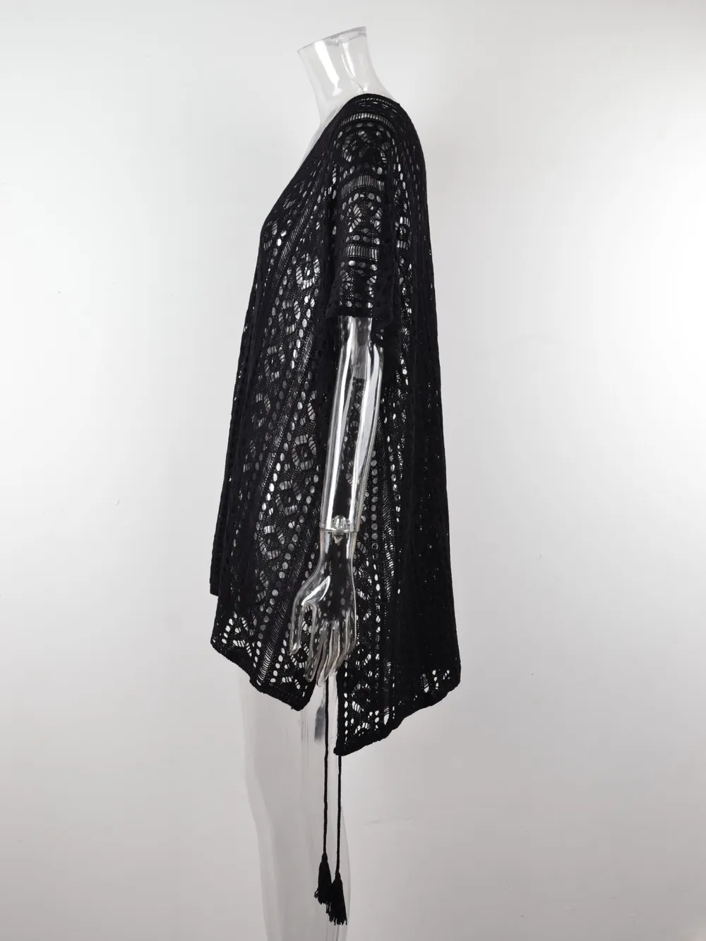 Cutout V-Neck Cover-Up with Tassel, image 4