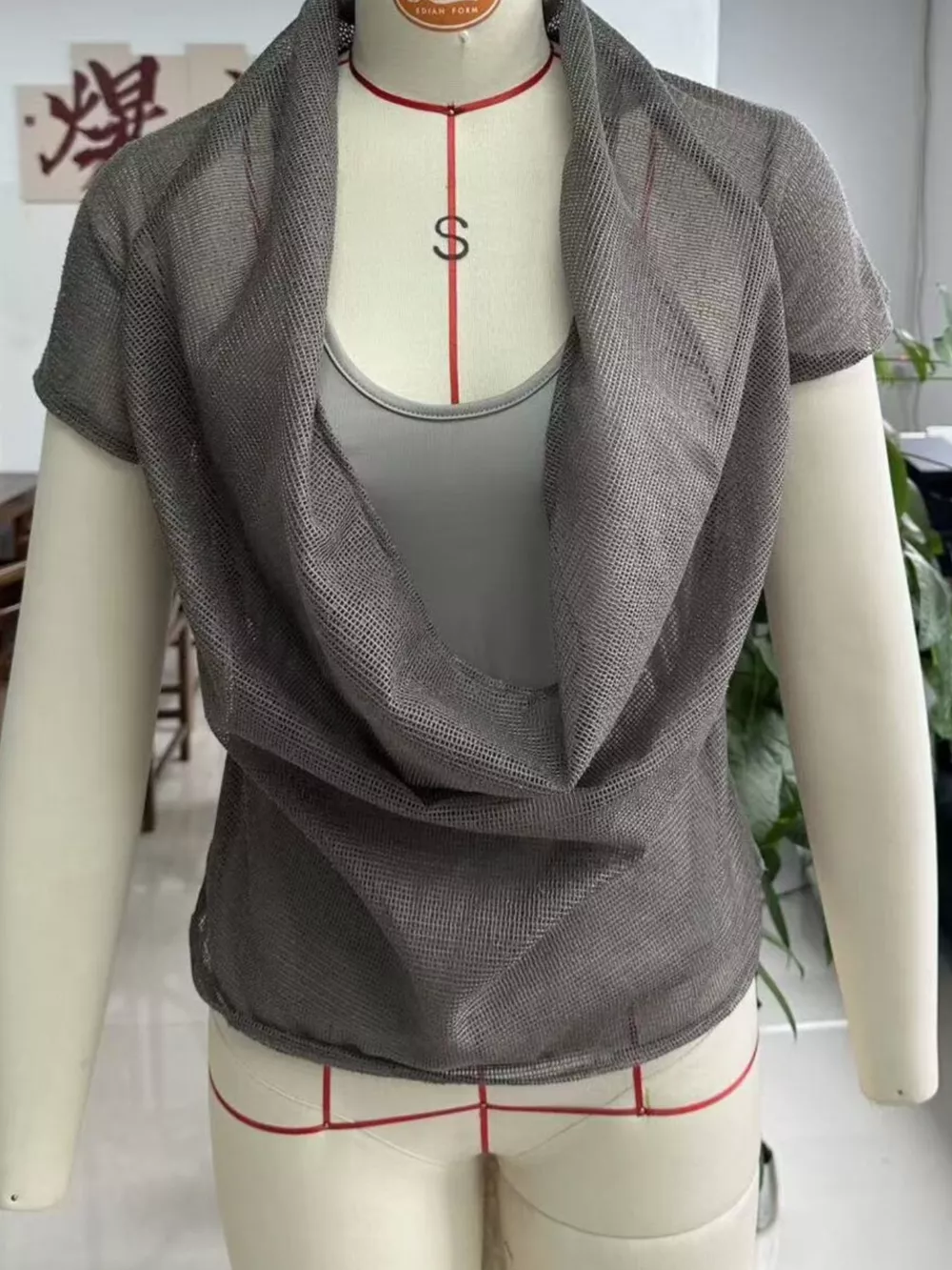 Full Size Scoop Neck Tank and Cowl Neck Cover Up Set Plus Size, image 6