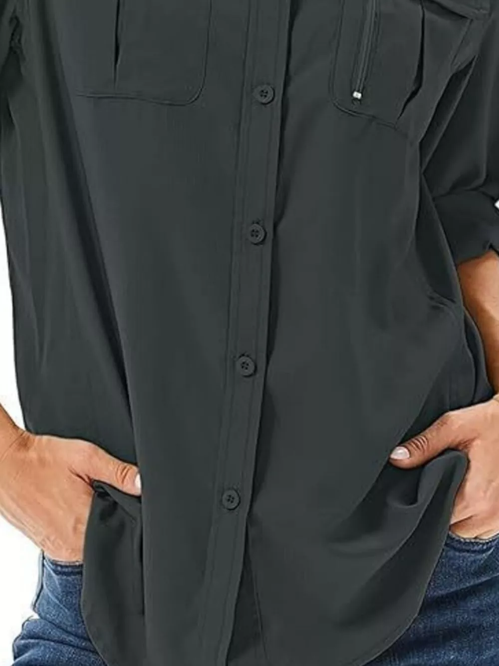 Full Size Roll-Up Sleeve Button Up Shirt Plus Size, image 21