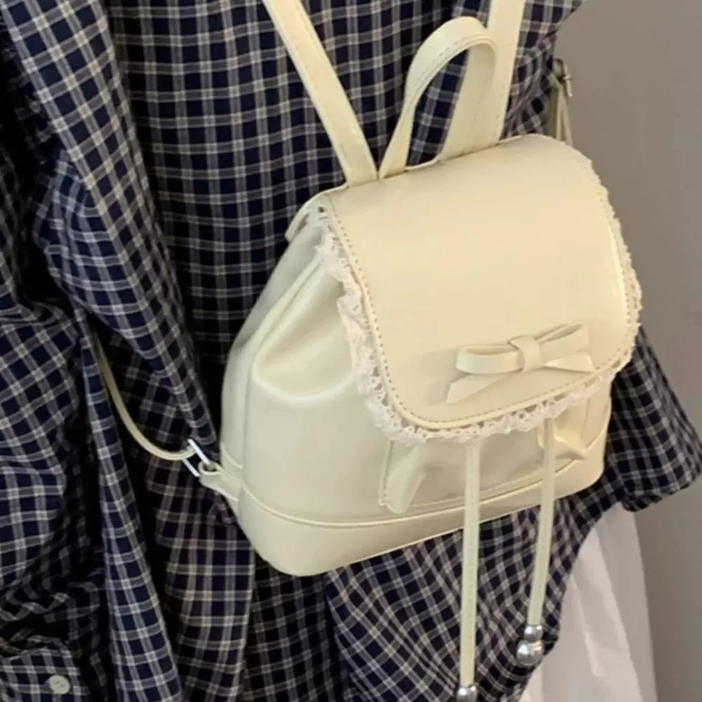 Lace Trim Bowknot Backpack Bag, image 5