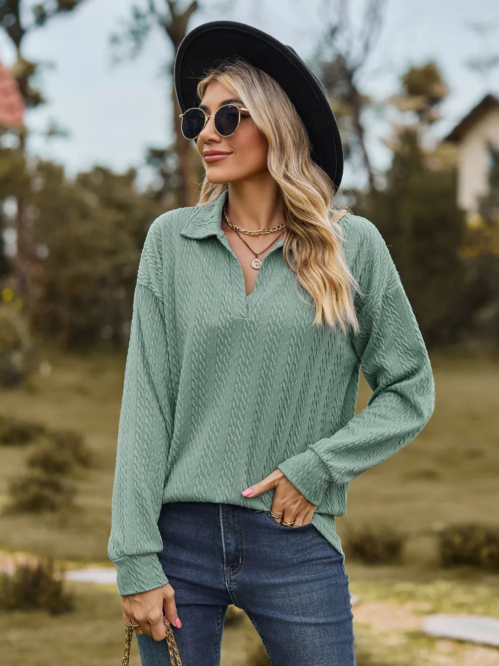 Johnny Collar Long Sleeve Top, image 2