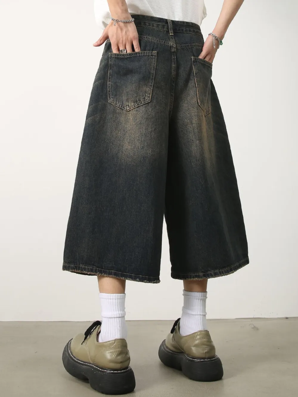 Men's Wide Leg Denim Shorts, image 3