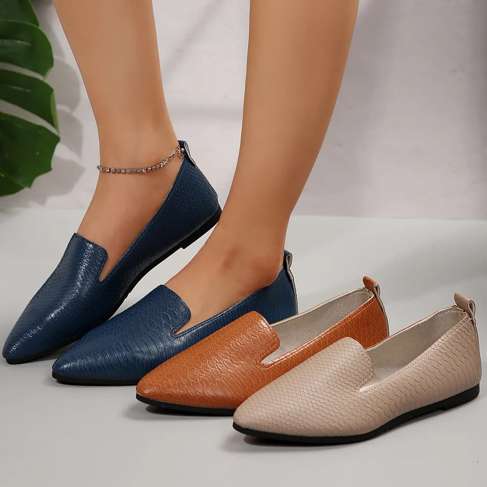 Snake Print Pointed Toe Slip-Ons, image 2