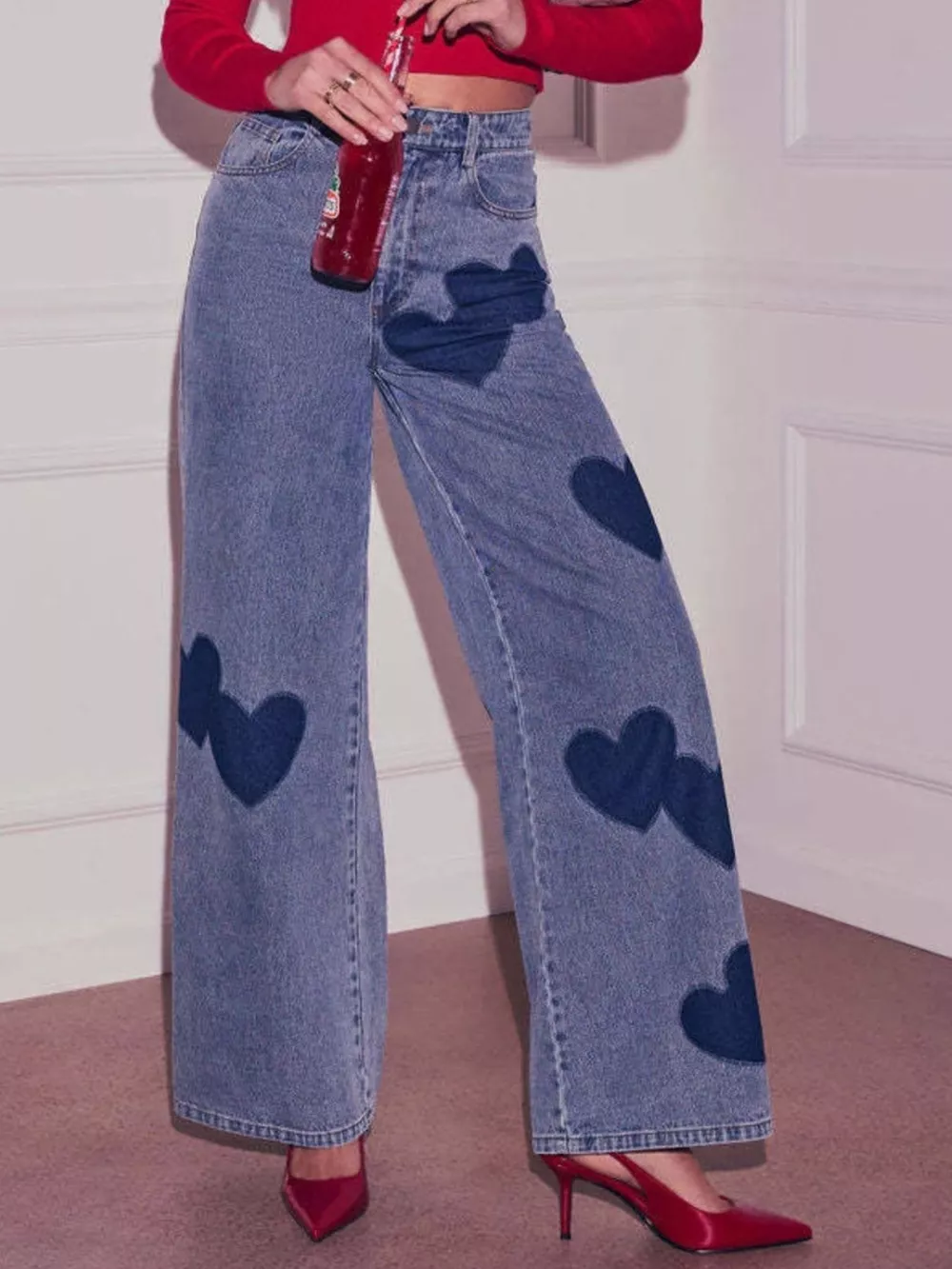 Heart High Waist Wide Leg Jeans, image 4