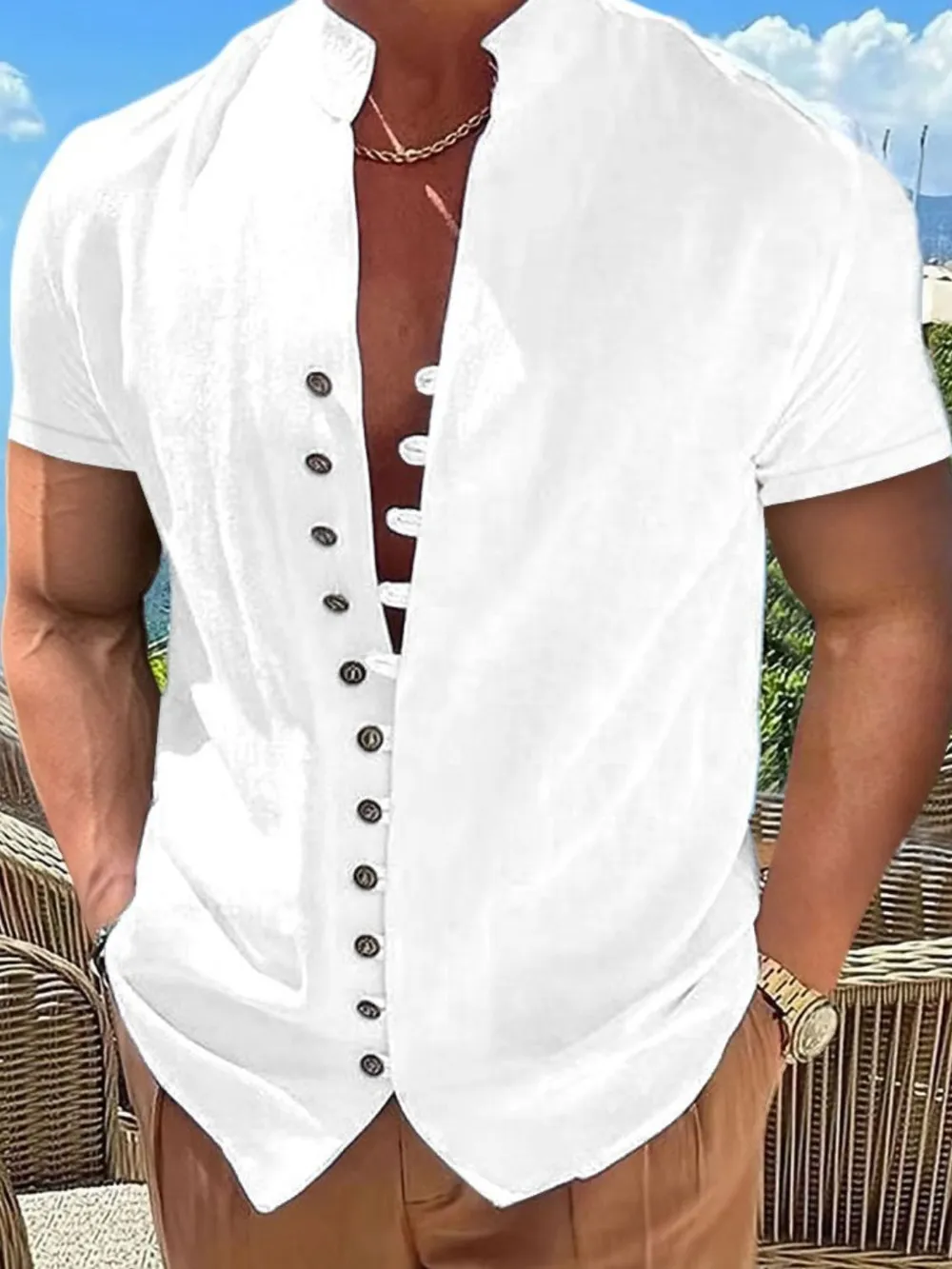 Men's Full Size Button Up Short Sleeve Shirt Plus Size, image 2