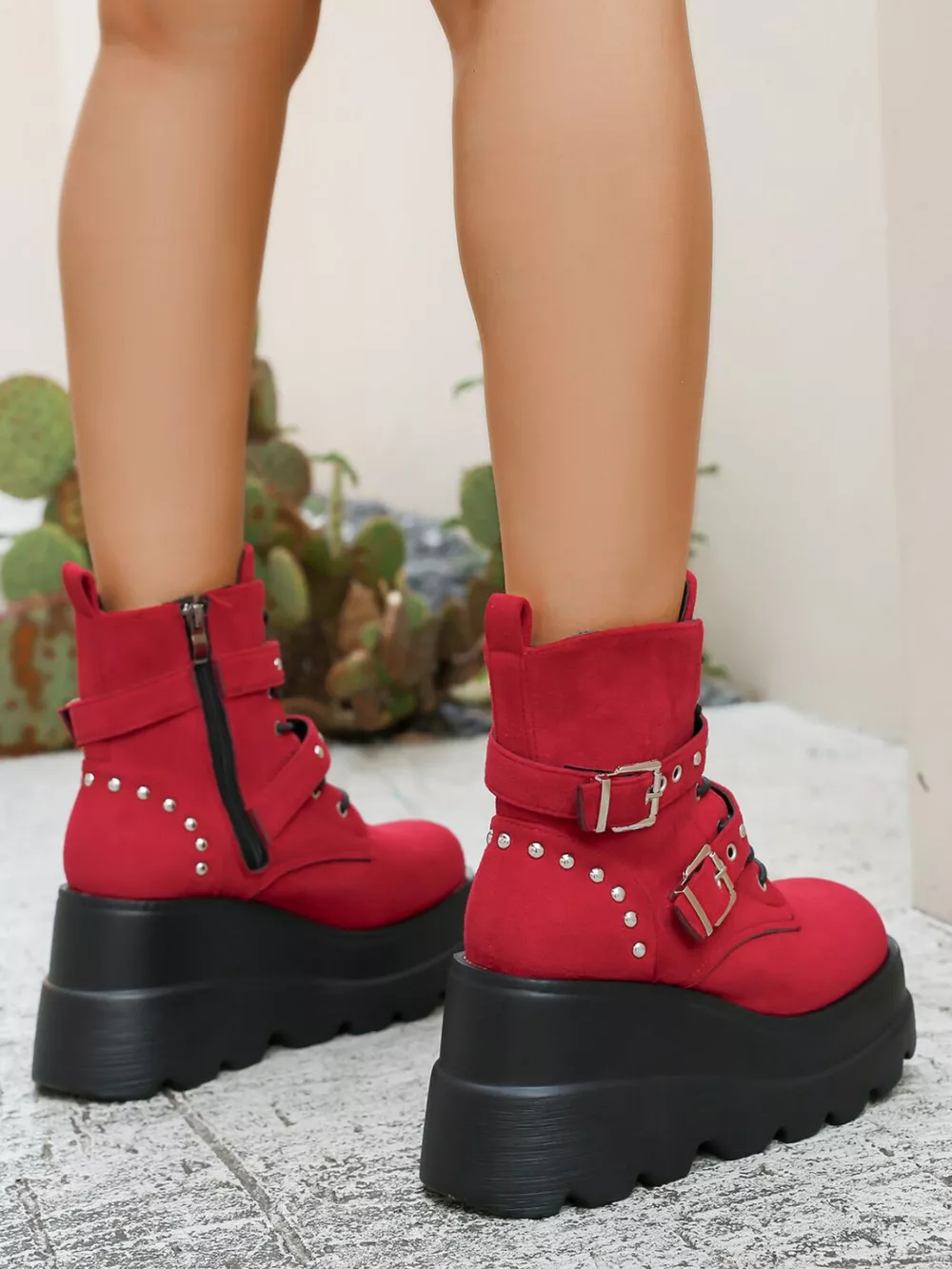 Lace Up Platform Wedge Boots, image 7