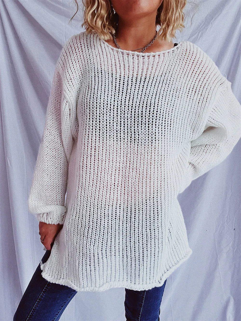 Boat Neck Dropped Shoulder Sweater, image 5