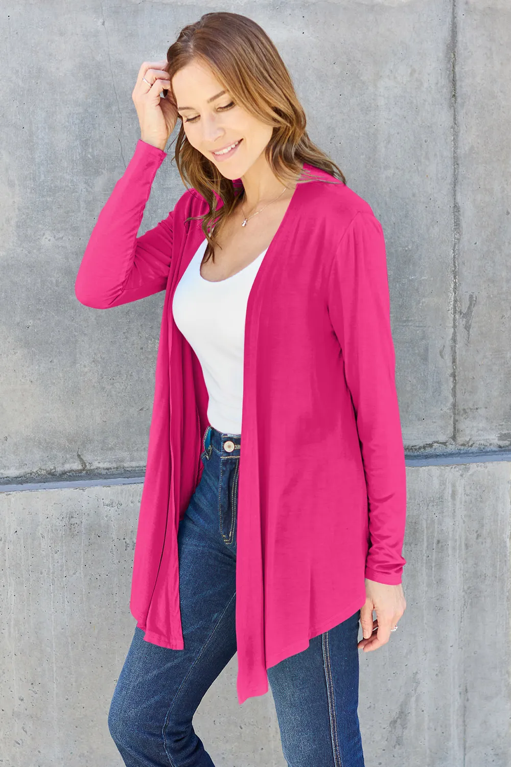Full Size Open Front Long Sleeve Cardigan, image 4