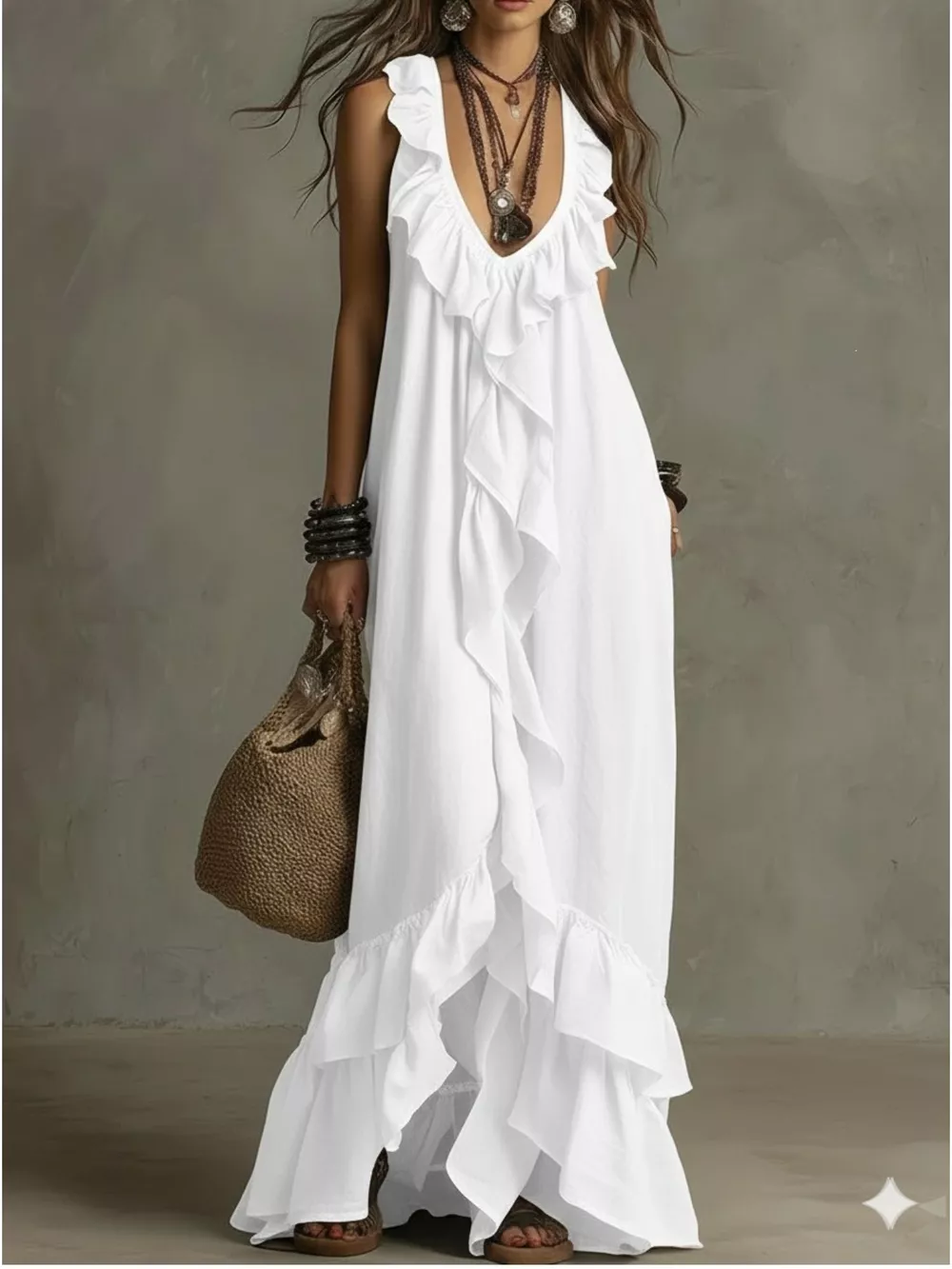 Ruffled Sleeveless Maxi Dress, image 5