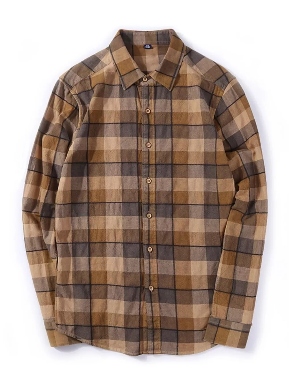 Men's Full Size Casual Plaid Long Sleeve Shirt Plus Size, image 3