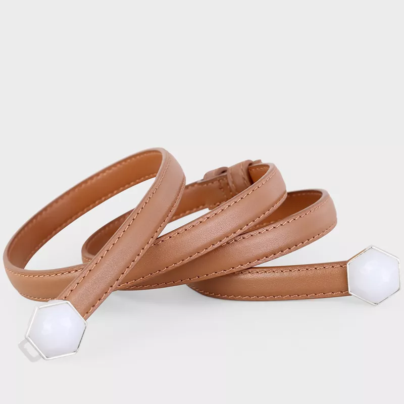 Leather Belt with Geometric Buckle, image 5