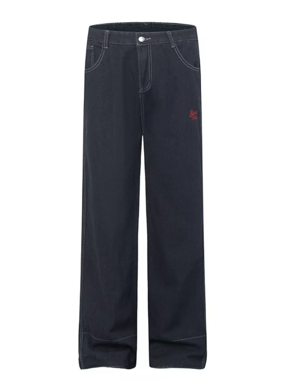 Men's Plaid Pocket Wide Leg Jeans, image 9