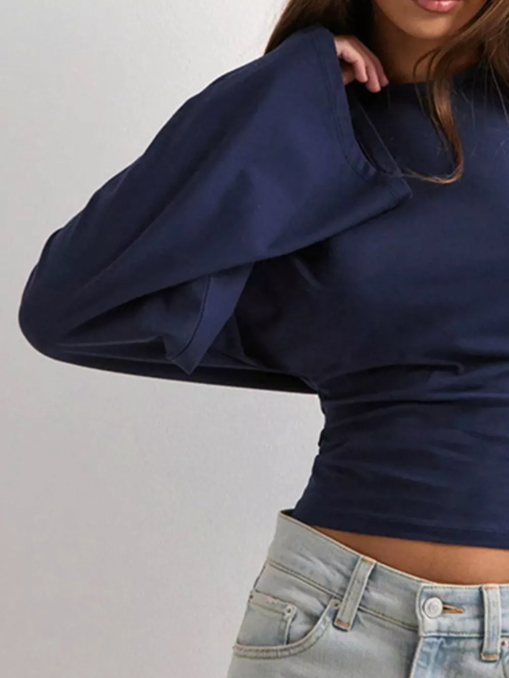 Full Size Long Sleeve Fitted T-Shirt Plus Size, image 18