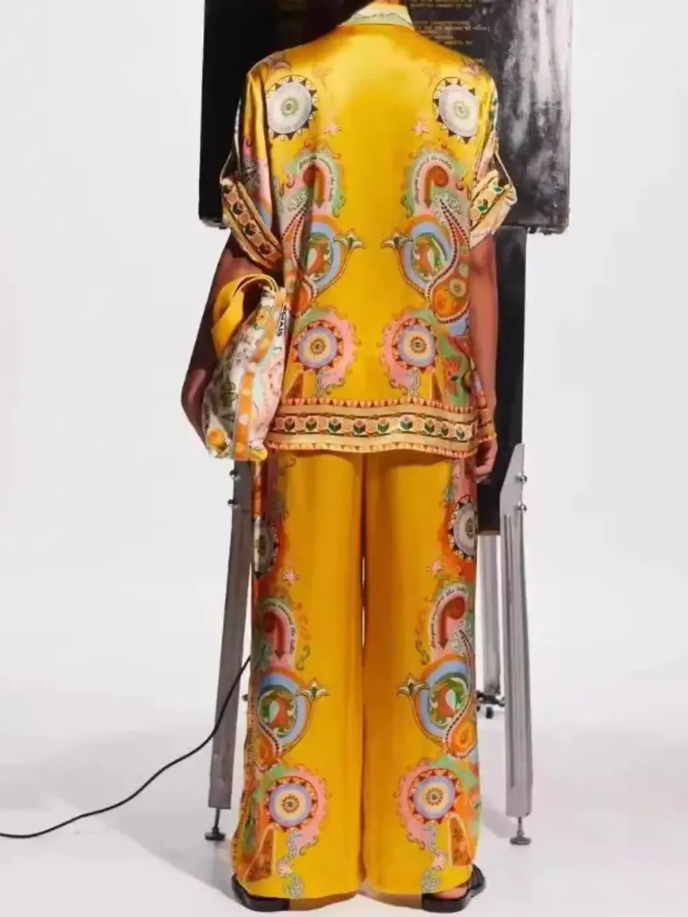 Printed Button Up Shirt and Pants Set, image 2