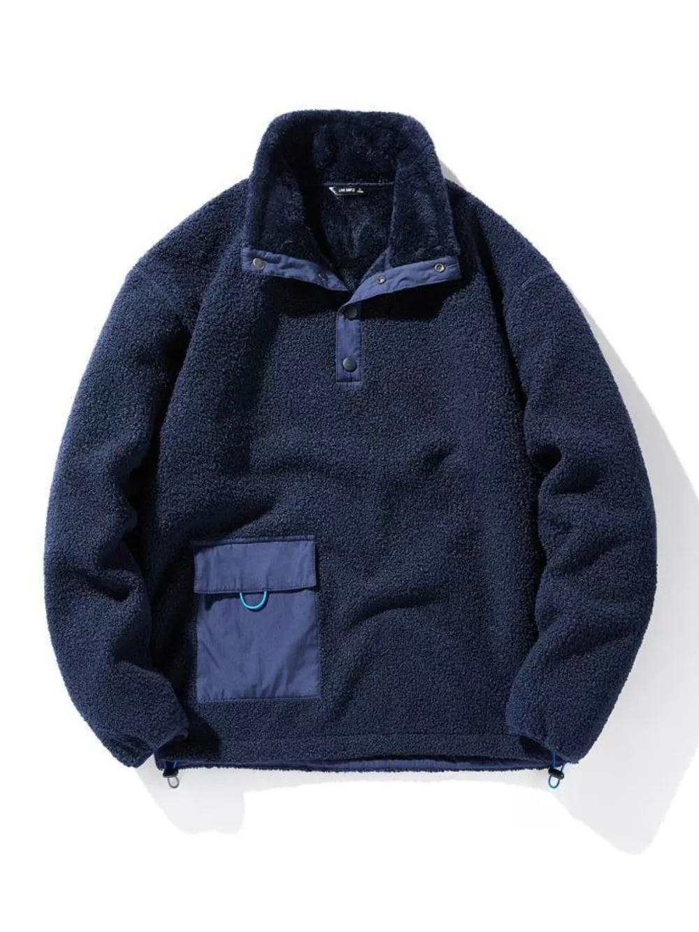 Men's Plus Size Drawstring Fleece Long Sleeve Top, image 4