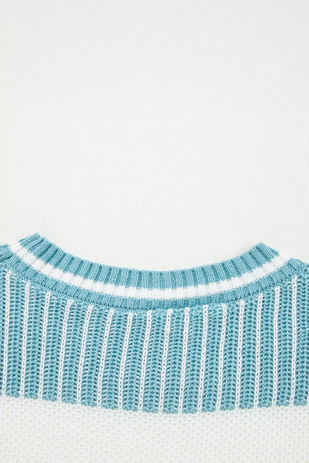 Two Tone Striped Patchwork Drop Shoulder Loose Sweater, image 2