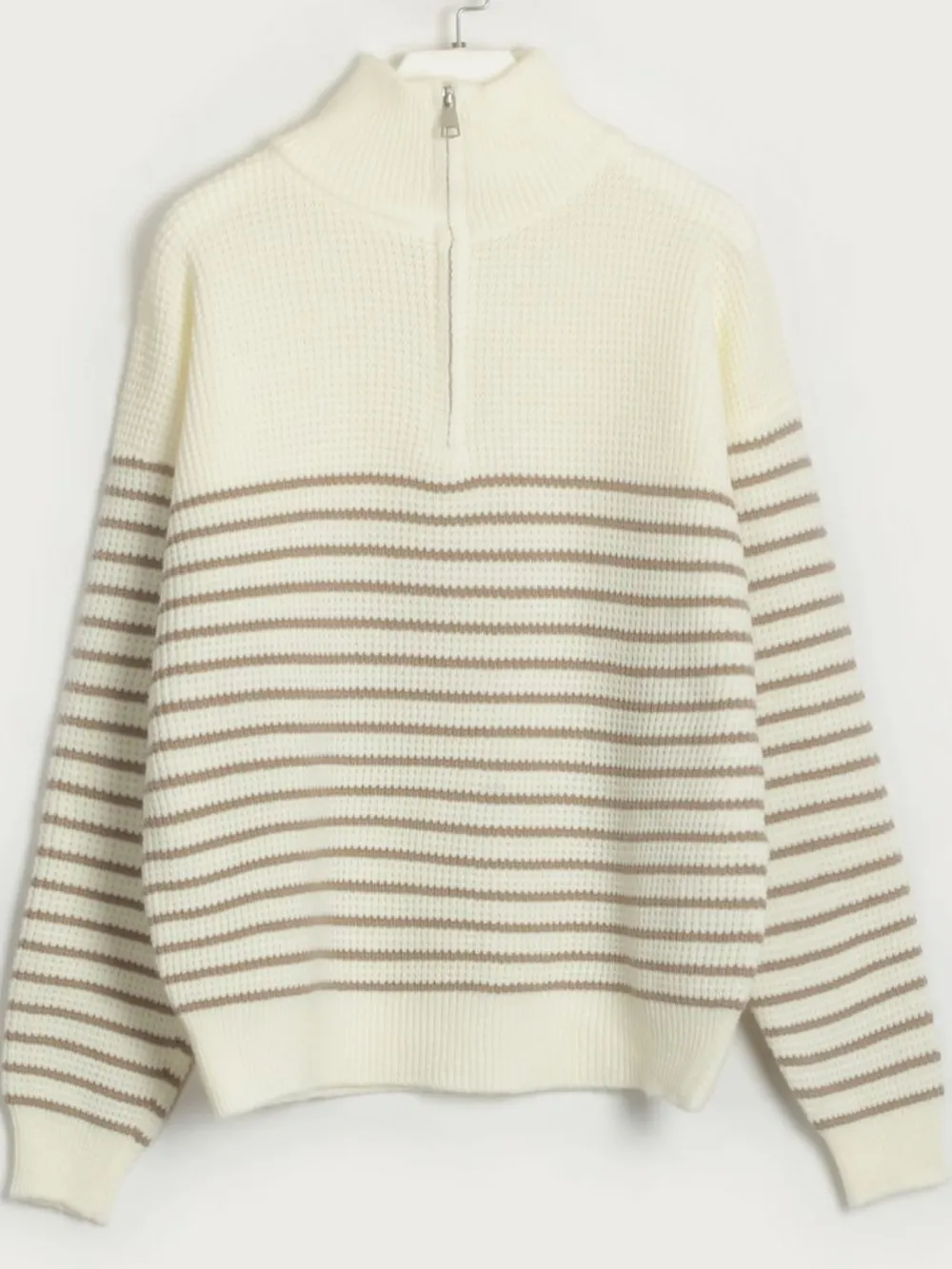 Striped Half Zip Long Sleeve Sweater, image 7